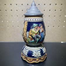 COLORFUL DESIGNED PEWTER LID GERMANY BEER STEIN