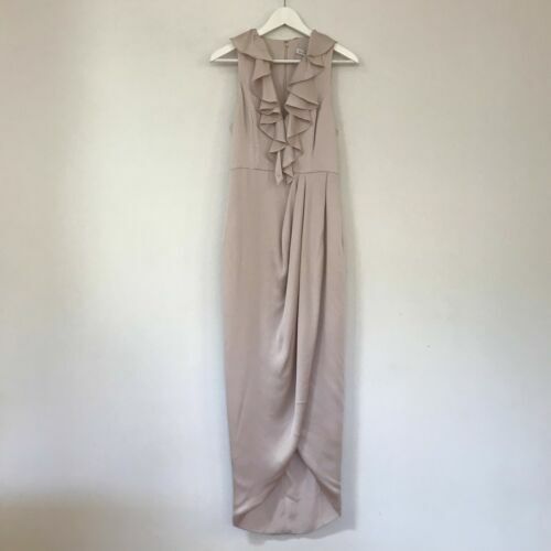 Shona Joy Luxe Halter Frill Dress in Rose Size 6 AU