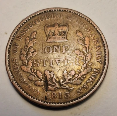 1813 One Stiver Token Essequebo & Demarary George III 1813 #10 - Image 1 of 4
