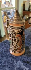 WEST GERMANY Rothenburg Solid Pewter -Lidded STEIN 9"