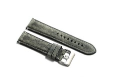 Cinturino orologio pelle kudu antichizzato imbottito grigio 24mm scamosciato
