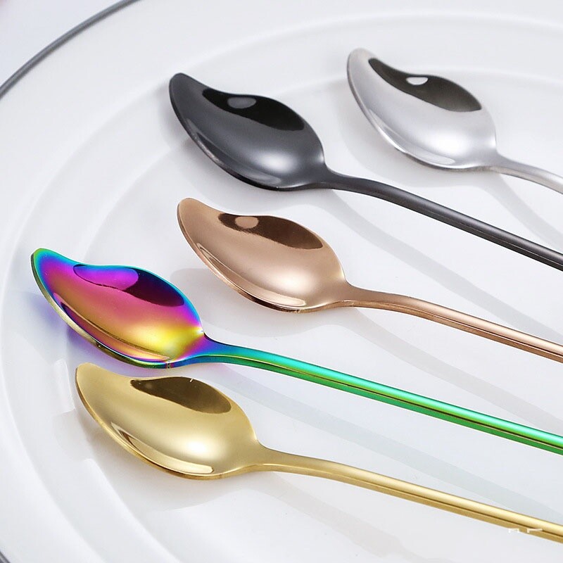 Edelstahl-Rührlöffel Set – 4 Stück (2x Gold, 2x Silber), Langer Griff | Für Kaffee, Cocktails & Getränke