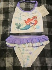 Disney Store Ariel 2 Piece Swim Suit Kids Size 9/10 Nwt Princess