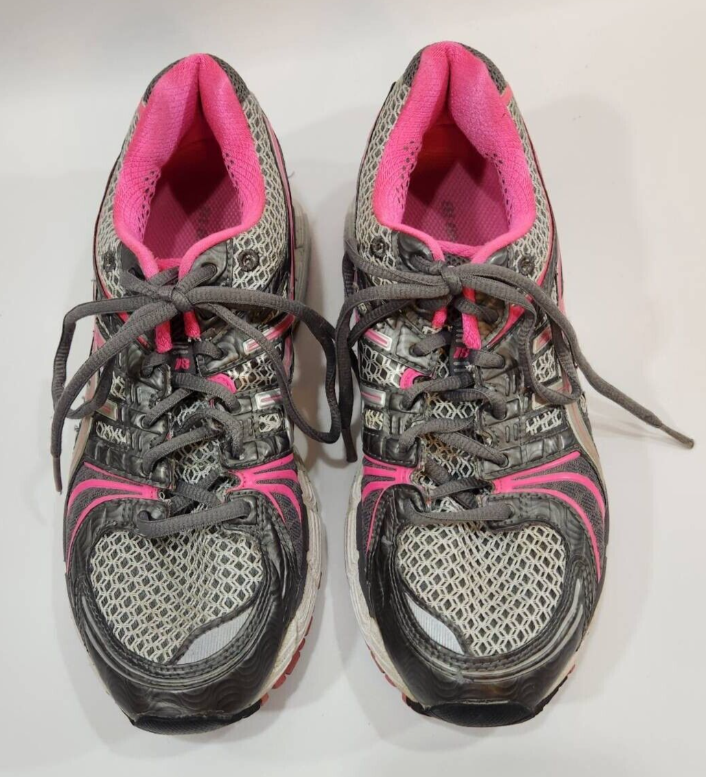 Asics Womens Gel-Kayano 18 Running Shoes Gray Pink T250N Low Top