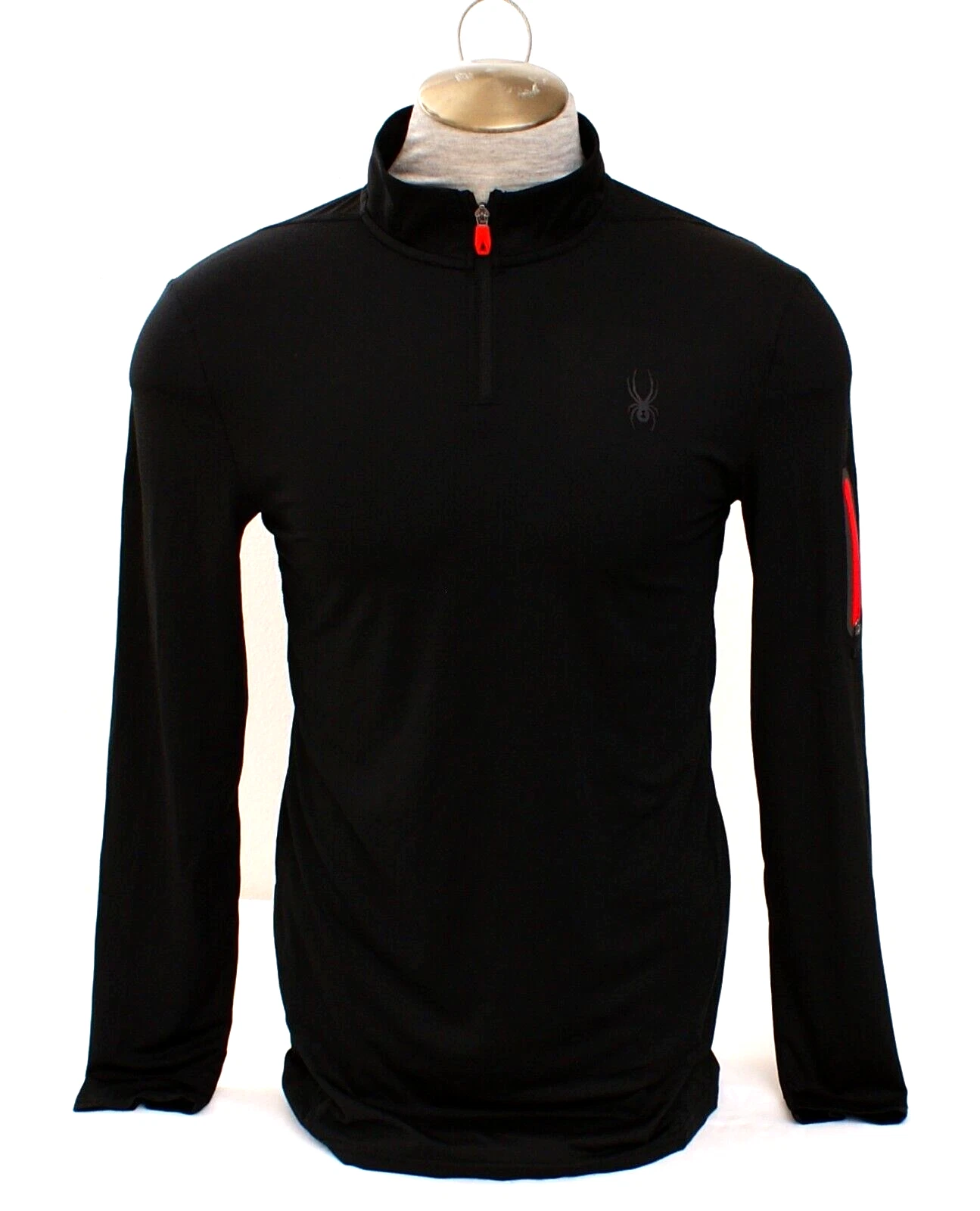 Spyder Men's L Black 1/4 Zip Long Sleeve Pullover Shirt ProWeb Stretch Quick Dry