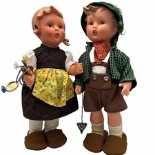 Vintage Goebel Hummel Boy & Girl Vinyl Dolls Original Tags Mint *No Box* 12”H