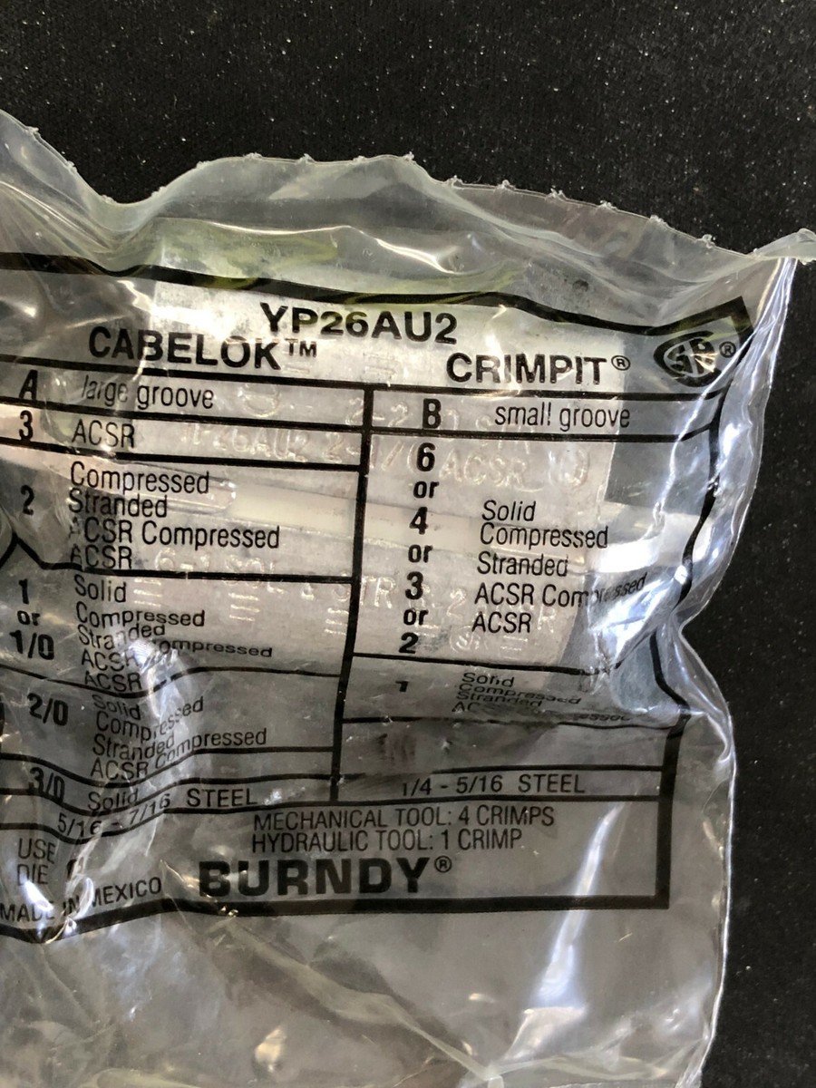 Burndy YP26AU2 2, 1,1/0, 2/0 AL/CU/ACSR ALUMINUM CONNECTOR HUBBELL