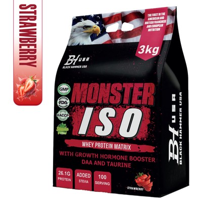  Isolate Whey Protein 3kG Fast Absorbing & Muscle Recovery | Black Hammer usa