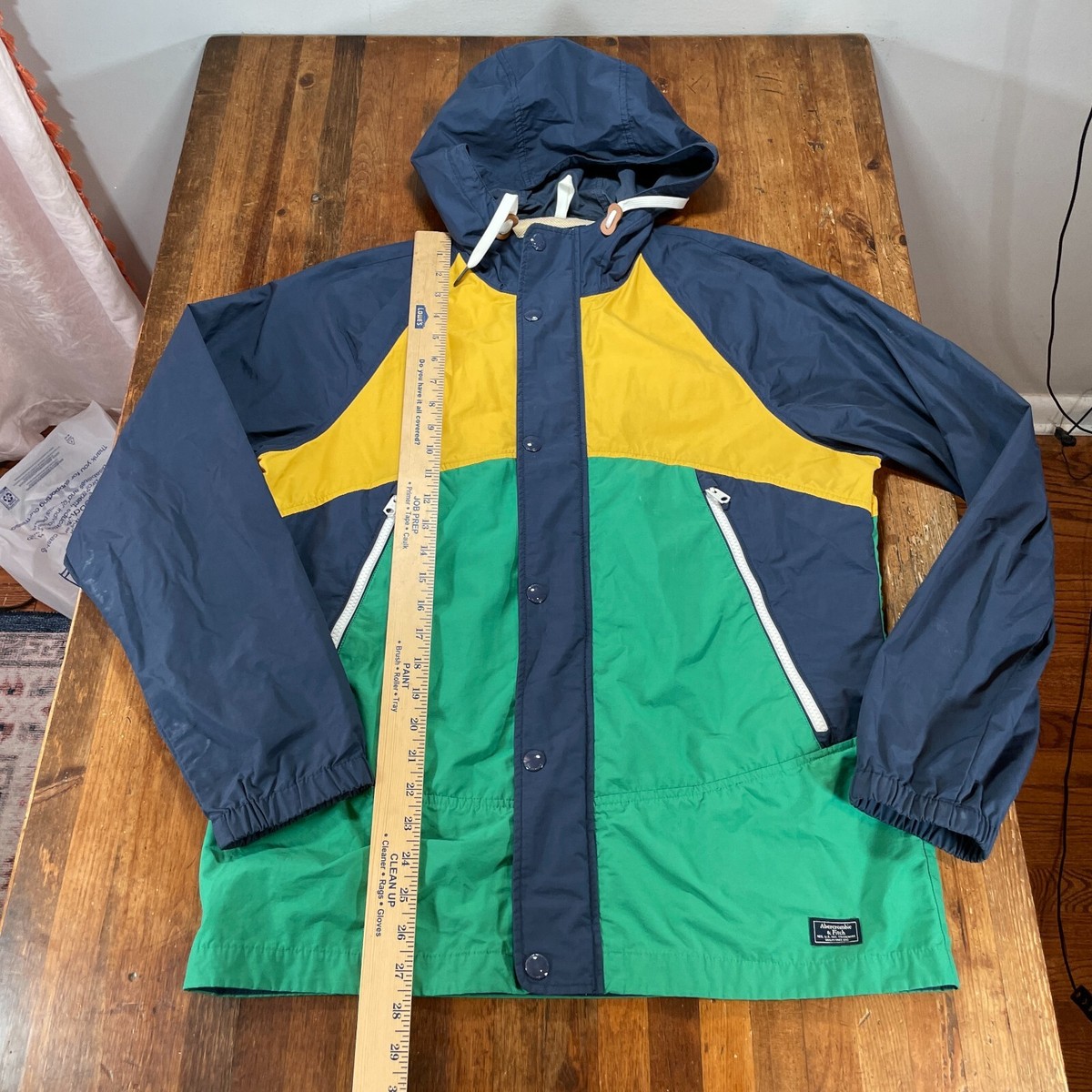 Abercrombie & Fitch Jacket Mens Small Blue Yellow Green Rain Wind