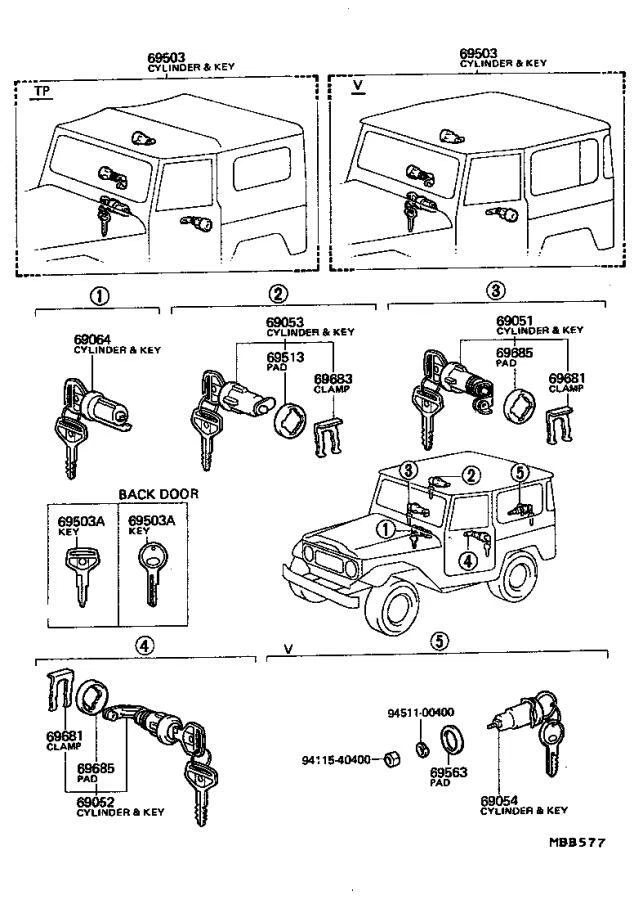 72 - 84 TOYOTA LAND CRUISER BJ40 BJ42 INTERRUPTOR DE BLOQUEO DE CILINDRO DE ENCENDIDO CON LLAVE NUEVO Foto 4 de 4