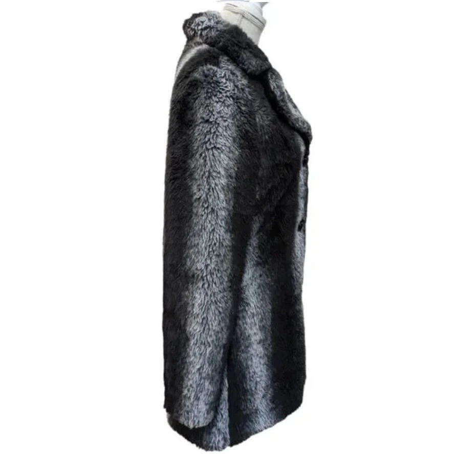 Abrigo Blanc Noir Gris y Negro Imitación Piel Abotonada Talla S Foto 3 de 4