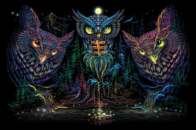 UV Backdrop Psychedelisch Kunst Schwarzlicht Wandbehang Psy Goa Deko Neon Banner