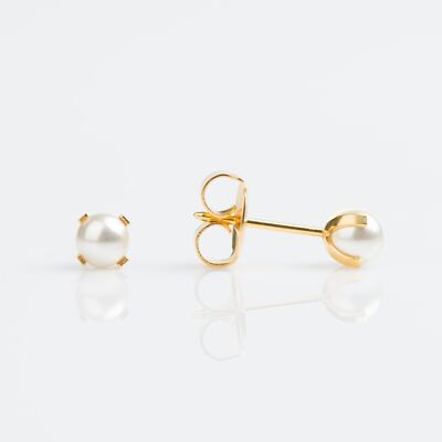 Studex Gold TIFF. Ohrstecker 4 mm weiße Perlen