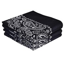 Classic Paisley Bandanas - 3 Pack Gift Set, 100 Cotton, 22x22 Inches Black