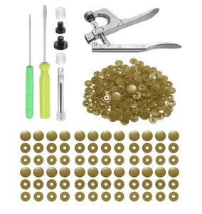 Plastic Snaps Fasteners with Snap Pliers, 100 Set T8 No-Sew Button Kit Coffee
