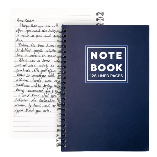 A5 Notebook Spiral Bound Ruled Lined Notepad Pack 128 Pages School Note Book Pad