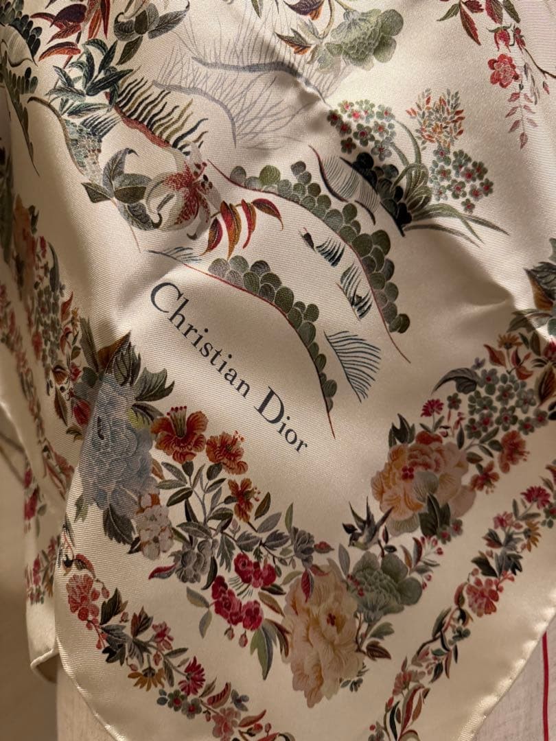 Dior Jardin D'Hiver Square Scarf Exotic Floral Bird Print | eBay