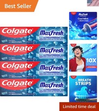 MaxFresh Fluoride Toothpaste, Cool Mint, 4 Pack, 6.3 oz  Freshens Breath for...