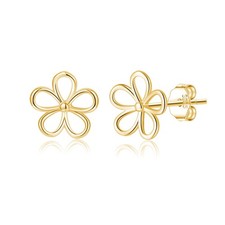 Solid 925 Sterling Silver Flower Stud Earrings for Teen Girls Hollow Flower S...