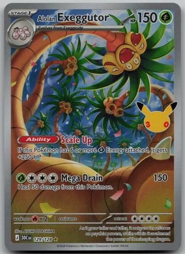 Alolan Exeggutor Holo 129/128 IR ME: 30th Celebration NM Pokemon Card