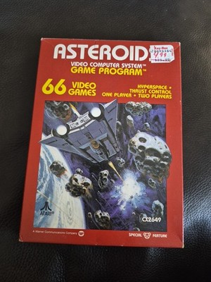 Asteroids (Atari 2600, 1981, CX2649) Tested Game Cartridge, Complete In Box!