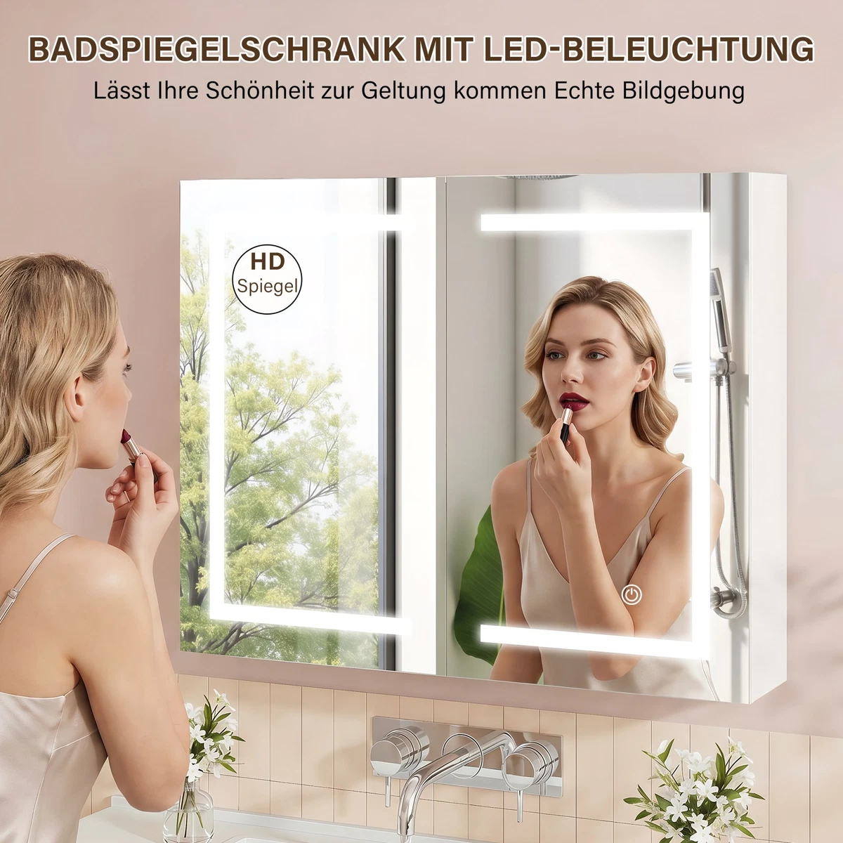 Spiegelschrank Bad mit LED Beleuchtung Badezimmerschrank Badspiegel Wandschrank