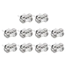 10Pcs Alloy Spring Cord Lock Ends Toggle for Shoelaces Bright Silver 15.6x9.4mm