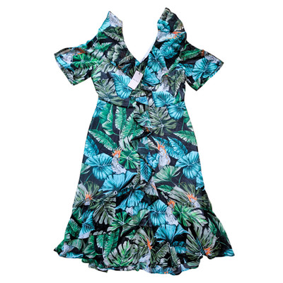 Alba Moda Kleid Sommerkleid Chiffon Gr 42 Blumenprint Grüntöne NEU