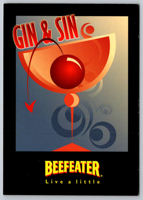 c2000s Beefeater Gin Sin Max Racks Advertising Cocktail Postcard