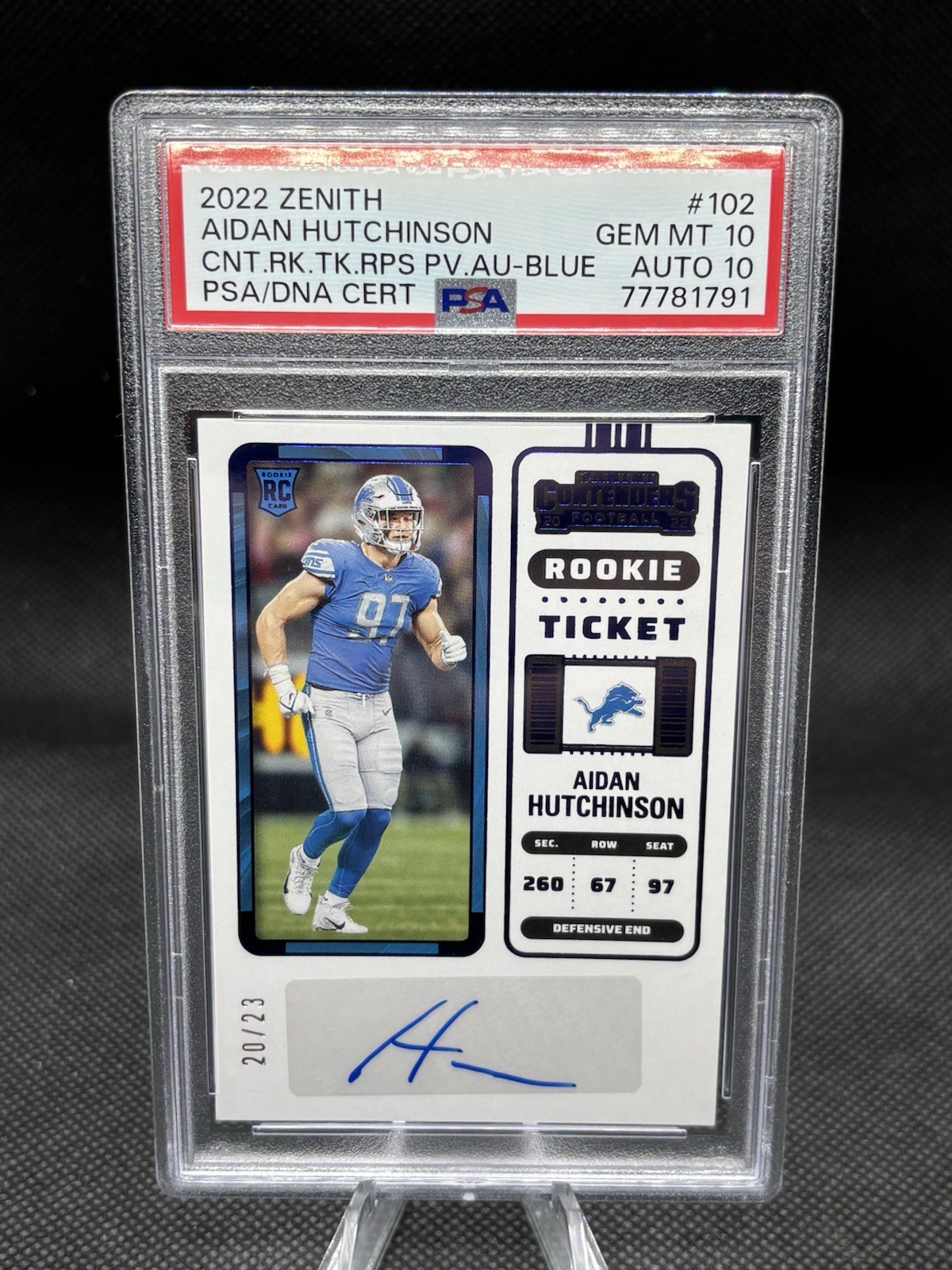Aidan Hutchinson Panini Zenith Contenders Rookie Ticket Rps Preview Autograph #102 Blue