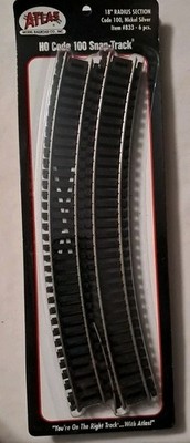 2 Packs Of ATLAS 833 HO 18'' RADIUS CURVE CODE 100 TRACK (12 Pcs) NS For One Pric