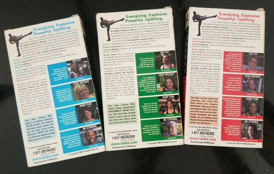 Billy Blanks TAE BO Workout Exercise Lot Set 3 VHS Tapes  Original 1998 - Image 2 of 3