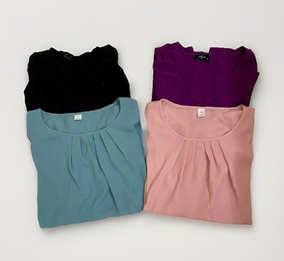 Lot of 4 Plus Size 2x Short Sleeve Shirts Business Casual Blouses Work Tops NWOT