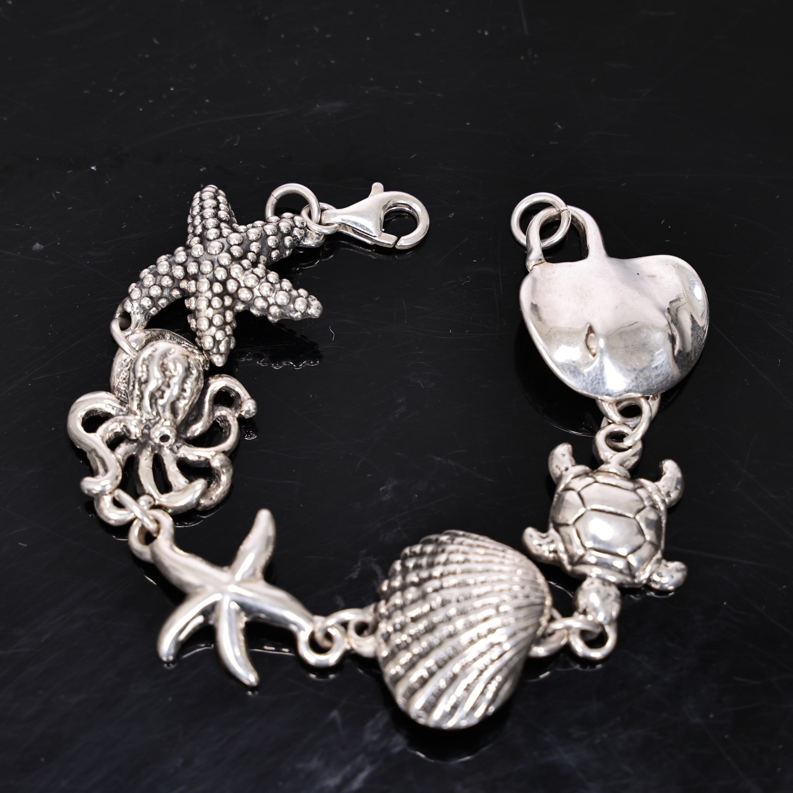 Sterling Silver Ocean Shell Starfish Octopus Turt… - image 1