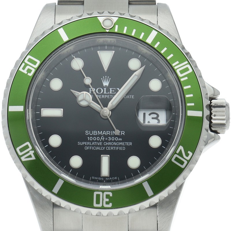 ROLEX Submariner Date Green Roulette Lime Bezel 16610LV(M) Stainless Steel m...