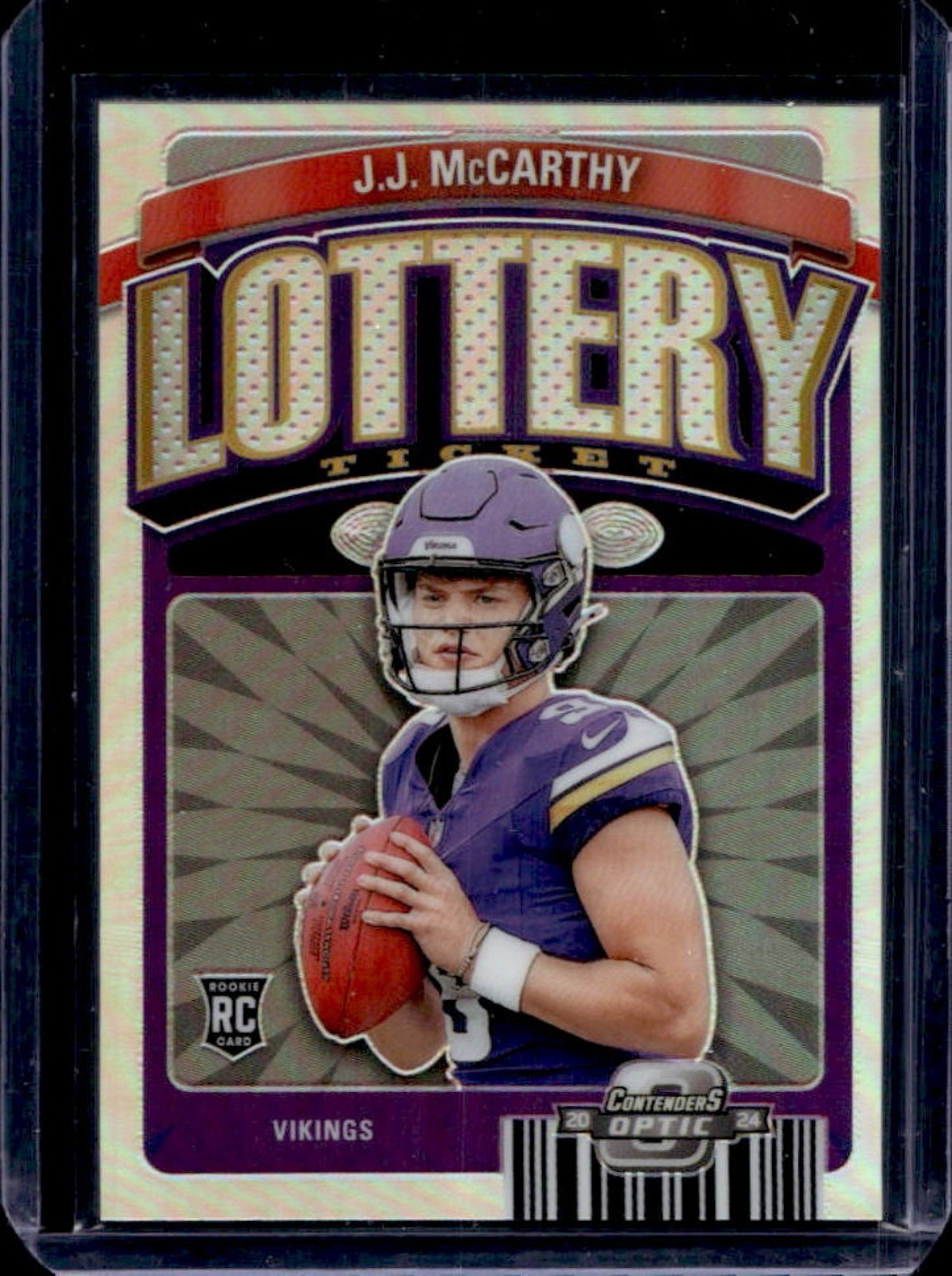 2024 Contenders Optic JJ McCarthy Lottery Ticket RC #LT-JMY Vikings