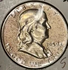1959 Original Mint  Set Franklin Half Dollar Light Album Toned