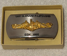 USS Glenard P Lipscomb SSN 685 Vintage US Navy Nuclear Submarine Belt Buckle 