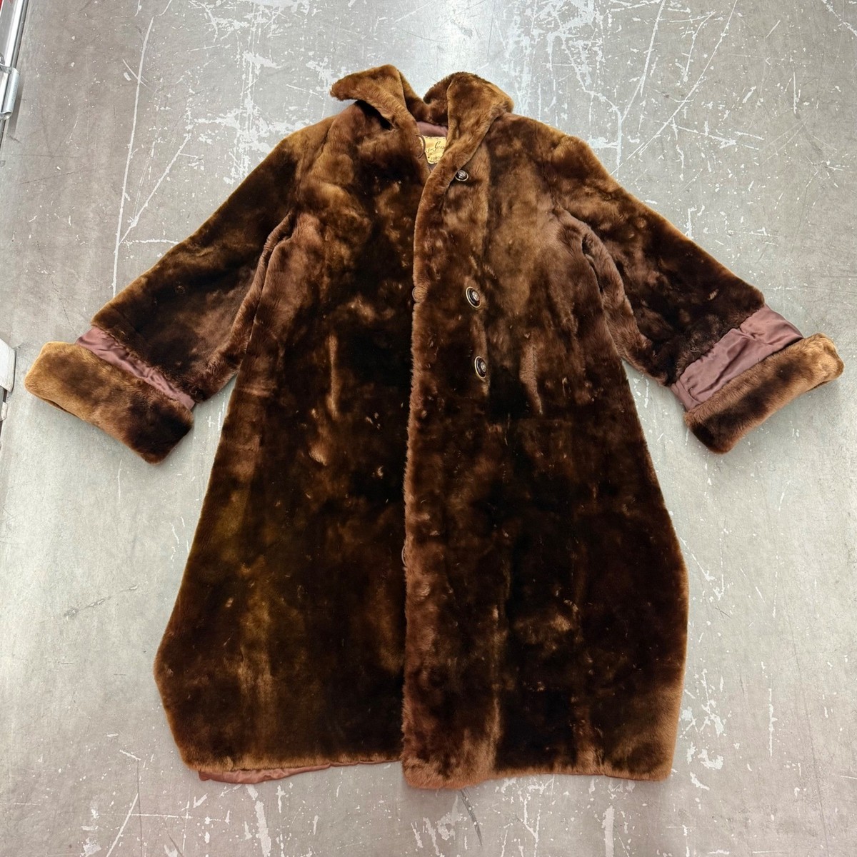 Vintage Sheared Beaver Fur Coat Sellers Gough Brown Swing Coat 