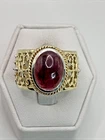 Gold Tone .925 Vintage Sterling Silver Estate Ring Size 7 with Pink Stone