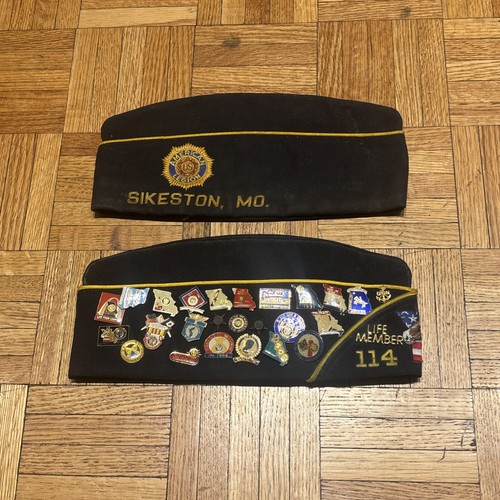 Vintage American Legion Sikeston, MO Post 114 Hats w/ Pins