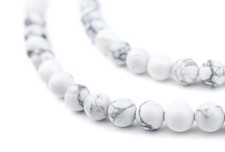 White Round Howlite Beads 6mm Gemstone 15 Inch Strand