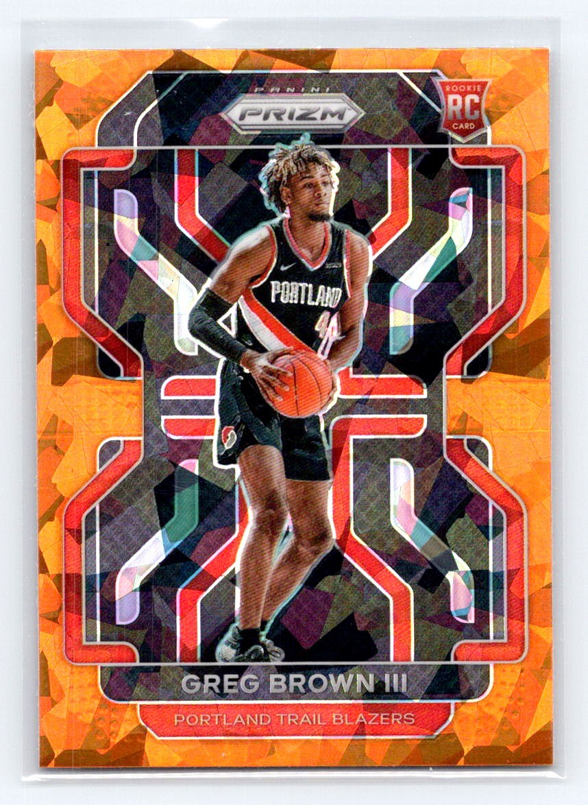 2021-22 Panini Prizm #291 Greg Brown III Orange Ice RC Portland Trail Blazers