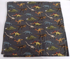 Dinosaur Baby Blanket Flannel 34 x 35 Muted Colors Triceratops T-Rex Handmade