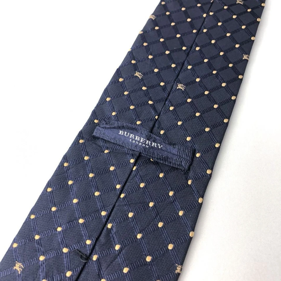 Burberry Dot Logo Tie Navy Silk 144.5cm Used Excellent Condition - Image 4 of 4