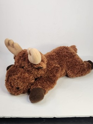 Aurora 12'' brown plush moose lying down beanbag flopsie reindeer deer