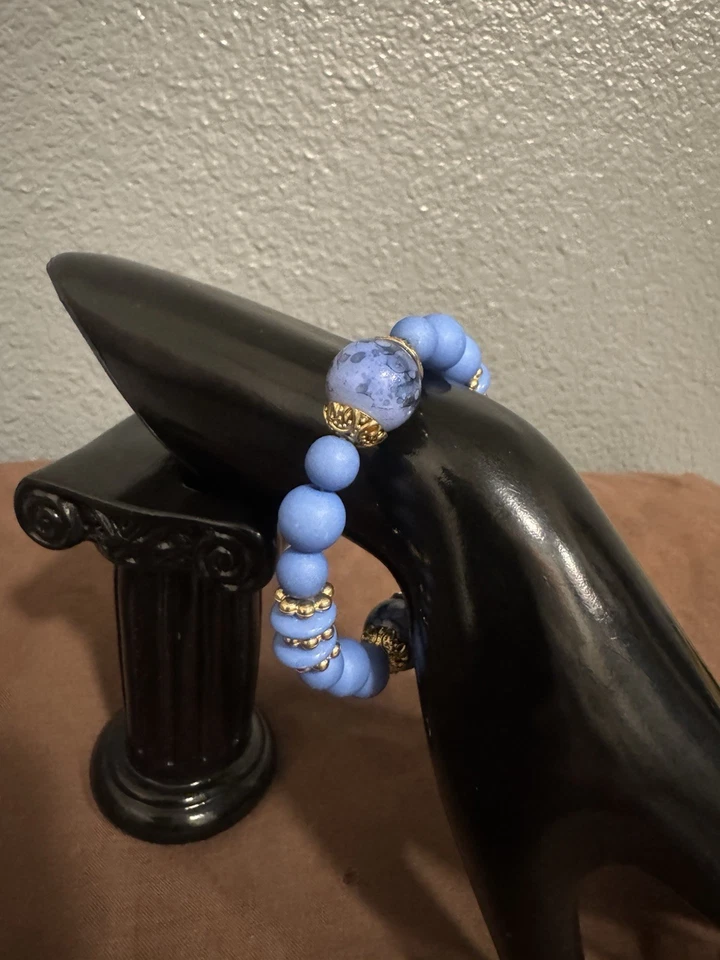 Calmante de ágata y howlita de encaje azul boho Foto 3 de 3