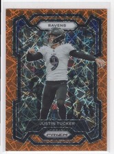 2023 Panini Prizm Orange Lazer Justin Tucker Baltimore Ravens #22