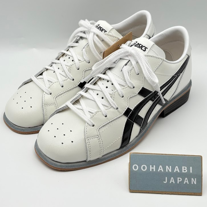 ASICS Weight Lifting Shoes 1163A006-100 White BLACK Smooth Leather