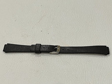 10 mm VINTAGE SPORT BLACK RUBBER LADIES WATCH BAND SILVER BUCKLE New Old Stock